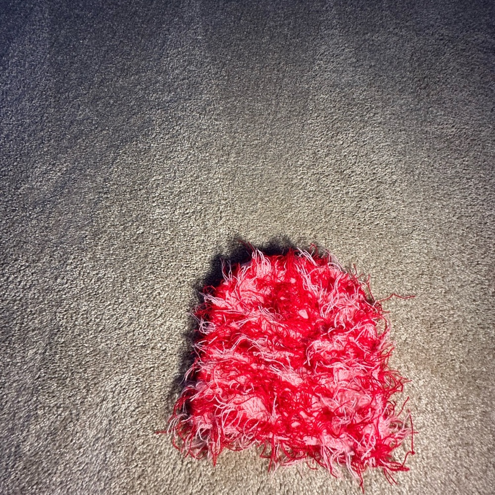 SHEIN Red Fuzzy Knit Hat